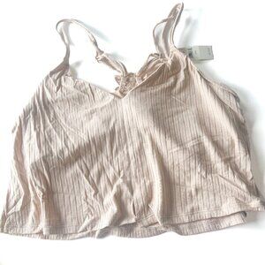 NWT Aerie Ribbed Floral Lace Racerback Bralette Bra Nude Size Medium M NEW